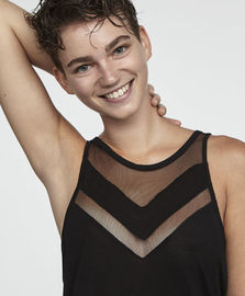 Workout wear breathable front mesh panel woman sports tank top